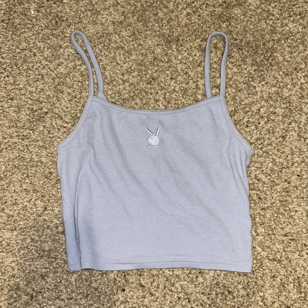soft blue playboy top